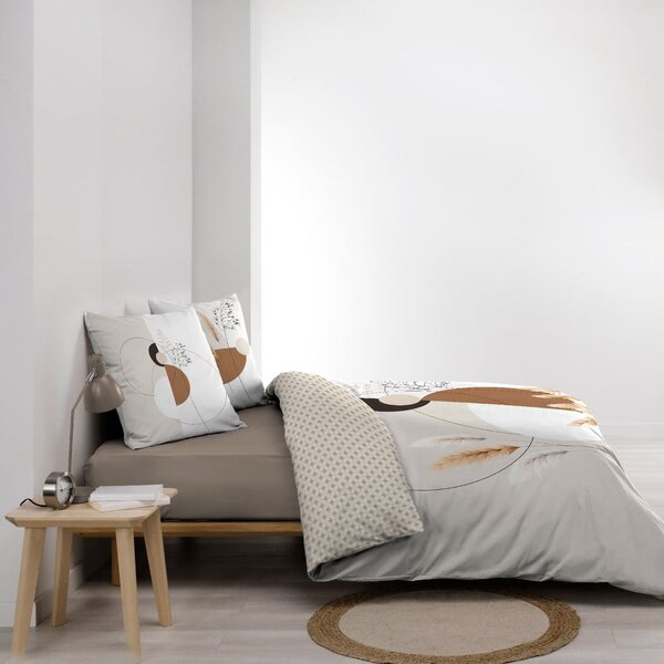 Бяло/бежово двойно удължено памучно спално бельо 240x220 cm Natacha – douceur d'intérieur