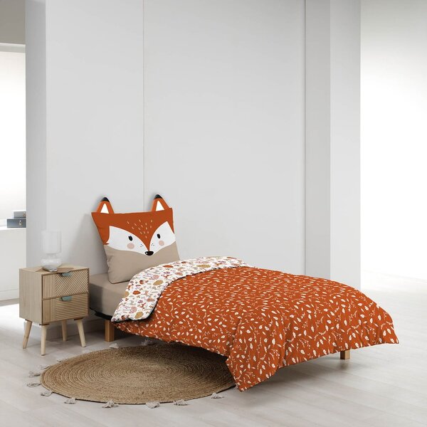 Бяло/теракотено единично памучно детско спално бельо 140x200 cm Roxy – douceur d'intérieur