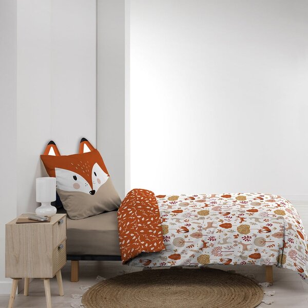 Бяло/теракотено единично памучно детско спално бельо 140x200 cm Roxy – douceur d'intérieur