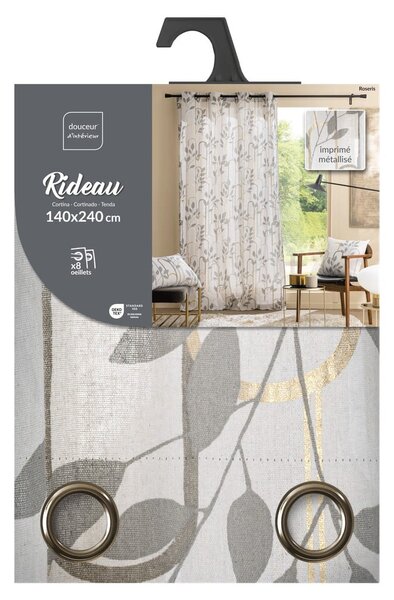 Сиво перде 140x240 cm Roseris – douceur d'intérieur