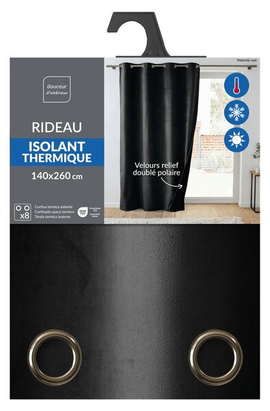 Черно термо перде 140x260 cm Polarchic – douceur d'intérieur