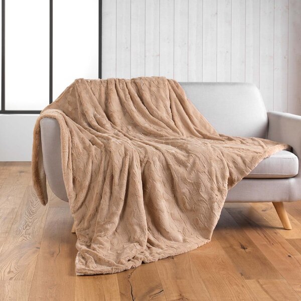 Светлокафяво одеяло от микроплюш 180x220 cm Foxy – douceur d'intérieur