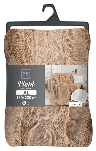 Светлокафяво одеяло от микроплюш 180x220 cm Foxy – douceur d'intérieur