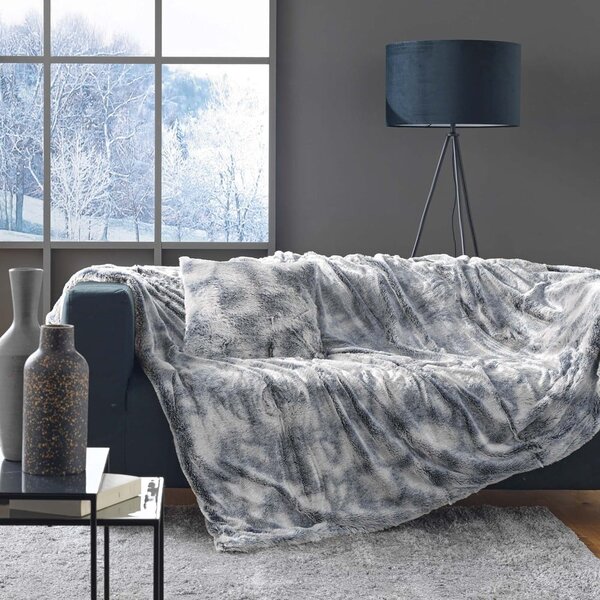 Сиво одеяло от изкуствена кожа 180x220 cm Antartic – douceur d'intérieur