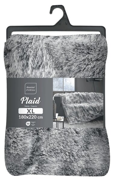 Сиво одеяло от изкуствена кожа 180x220 cm Antartic – douceur d'intérieur