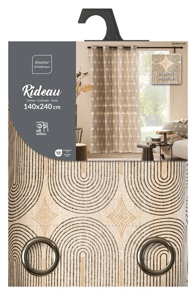 Черно/бежово перде 140x240 cm Ondine – douceur d'intérieur