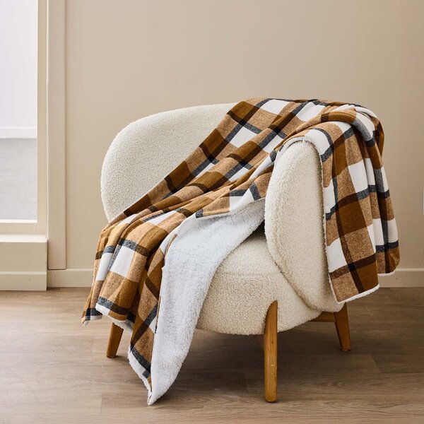 Кафяво одеяло от шерпа 125x150 cm Ecossais – douceur d'intérieur