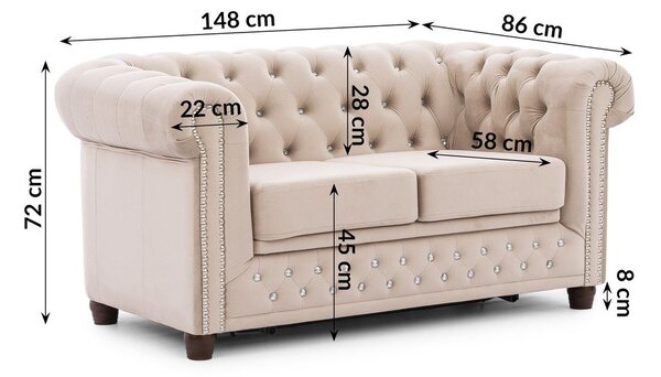 Бежов кадифен разтегателен диван 148 cm York Blik – Ropez