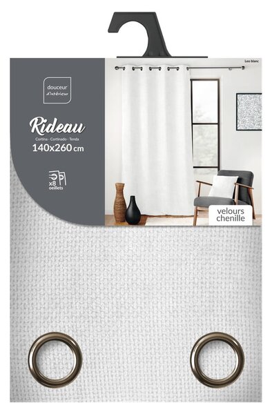 Бяло перде от шенил 140x260 cm Leo – douceur d'intérieur