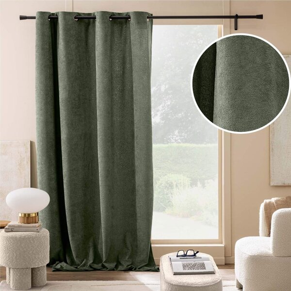 Зелено перде от букле 140x260 cm Winona – douceur d'intérieur
