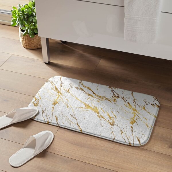 Бял/златист килим за баня 45x75 cm Aquamarbre – douceur d'intérieur