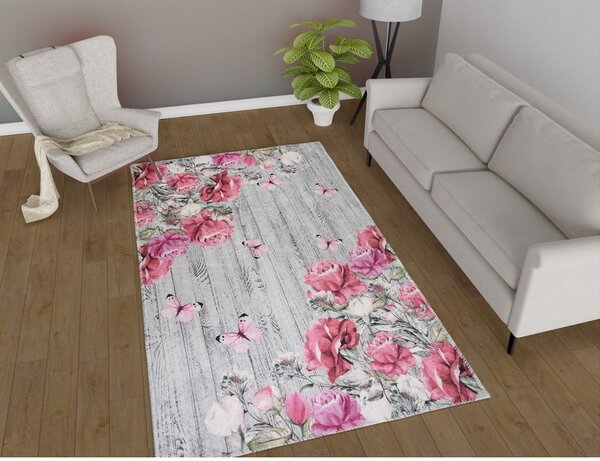 Розов/сив килим подходящ за пране 80x150 cm Blooming Roses – Vitaus