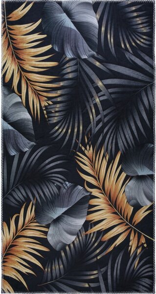 Тъмносин/златен килим подходящ за пране 80x150 cm Midnight Leaves – Vitaus