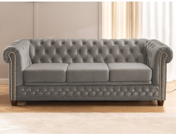 Сив кадифен разтегателен диван 203 cm York Blik – Ropez
