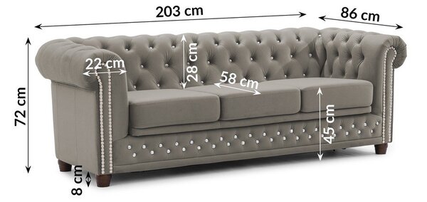 Сив кадифен разтегателен диван 203 cm York Blik – Ropez