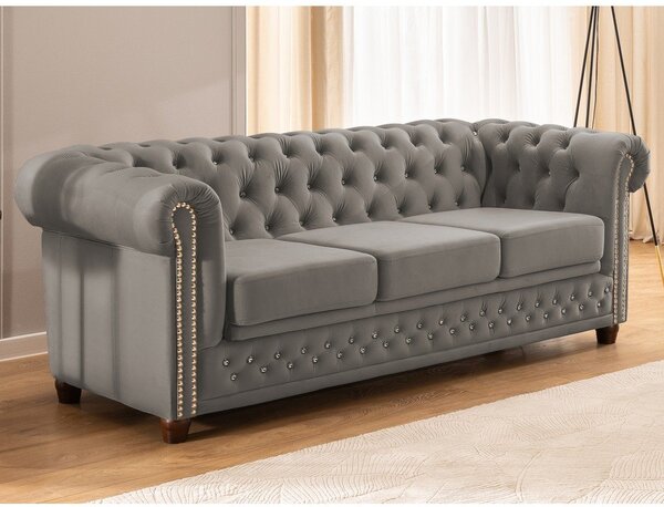 Сив кадифен разтегателен диван 203 cm York Blik – Ropez