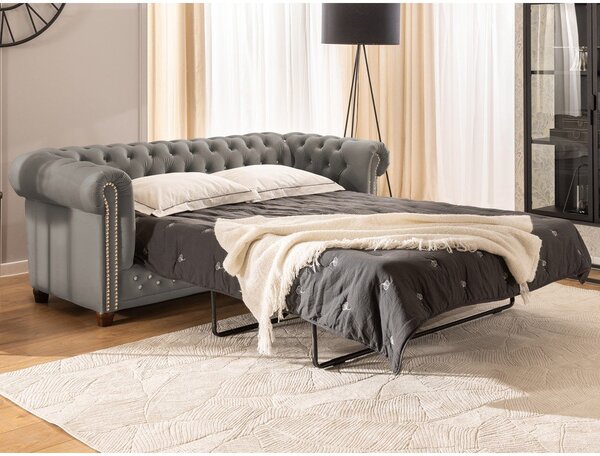 Сив кадифен разтегателен диван 203 cm York Blik – Ropez