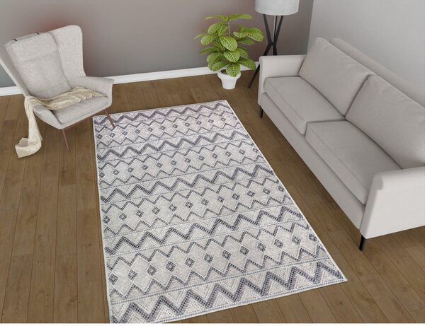 Сив килим подходящ за пране 80x150 cm Zig Zag – Vitaus