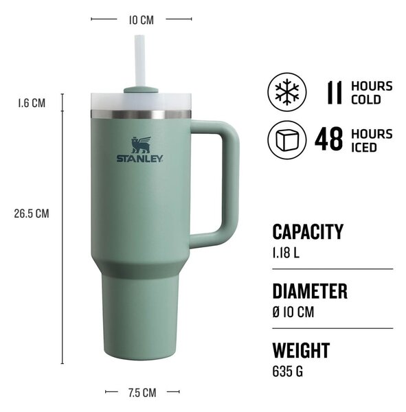 Зелен термос 1,18 l Quencher H2.O FlowState – Stanley