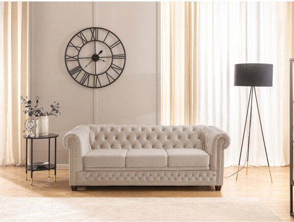 Бежов кадифен разтегателен диван 203 cm York Blik – Ropez
