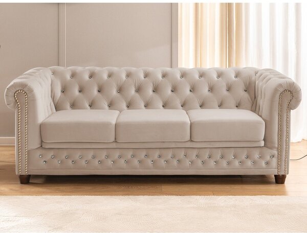 Бежов кадифен разтегателен диван 203 cm York Blik – Ropez