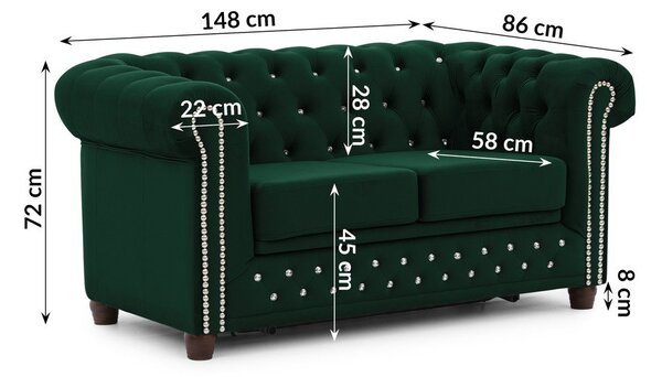 Зелен кадифен разтегателен диван 148 cm York Blik – Ropez