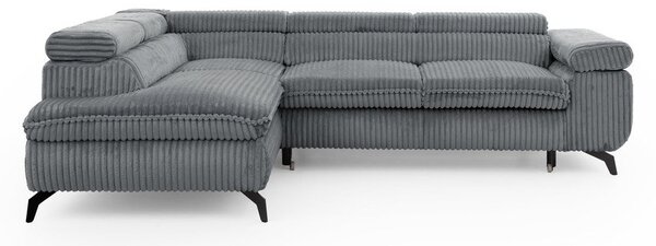 Сив ъглов диван от рипсено кадифе (ляв ъгъл L форма) Marbeya – Ropez