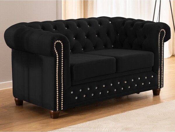 Черен кадифен разтегателен диван 148 cm York Blik – Ropez