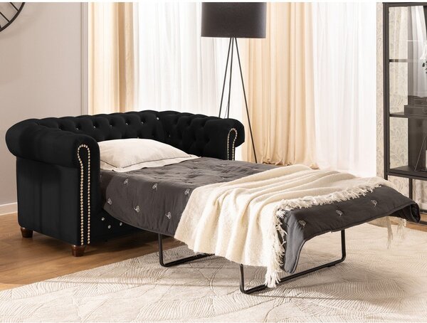 Черен кадифен разтегателен диван 148 cm York Blik – Ropez