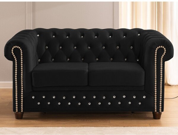Черен кадифен разтегателен диван 148 cm York Blik – Ropez