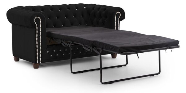 Черен кадифен разтегателен диван 148 cm York Blik – Ropez