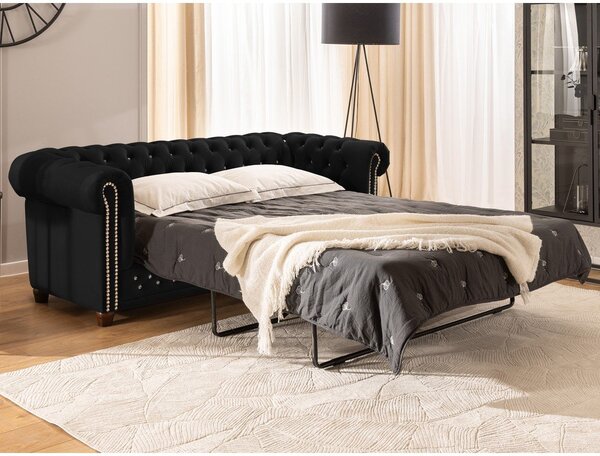 Черен кадифен разтегателен диван 203 cm York Blik – Ropez