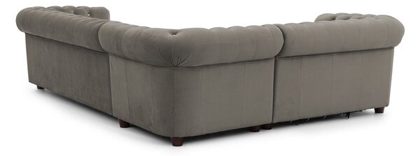 Сив кадифен разтегателен ъглов диван (ляв ъгъл L форма) York Blik – Ropez
