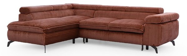 Теракотен ъглов диван от рипсено кадифе (ляв ъгъл L форма) Marbeya – Ropez