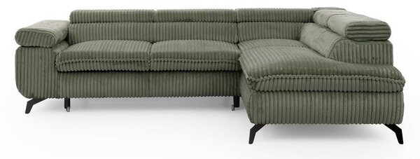 Зелен ъглов диван от рипсено кадифе (десен ъгъл L форма) Marbeya – Ropez
