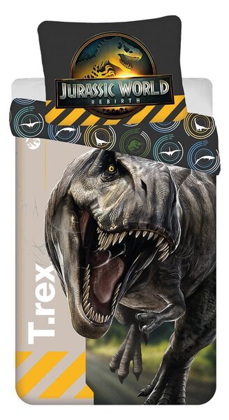 Единично памучно детско спално бельо 140x200 cm Jurassic World "T-Rex" – Jerry Fabrics