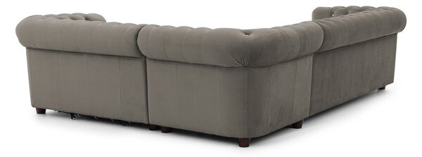 Сив кадифен разтегателен ъглов диван (десен ъгъл L форма) York Blik – Ropez
