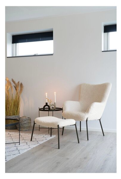 Кремава табуретка от изкуствен косъм Glasgow – House Nordic
