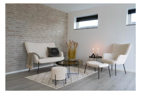 Кремава табуретка от изкуствен косъм Glasgow – House Nordic