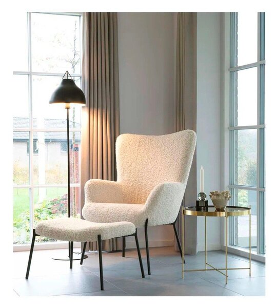 Кремава табуретка от изкуствен косъм Glasgow – House Nordic