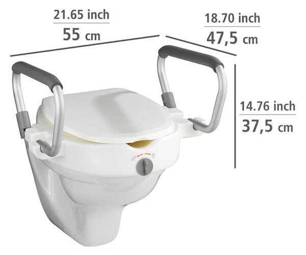 Повдигната тоалетна седалка с подлакътници за възрастни хора , 47,5 x 55 cm Secura - Wenko