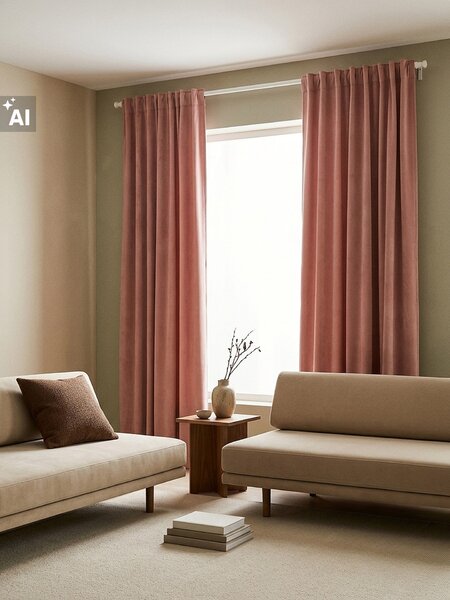 Sinsay - Дебела велурена завеса с лента - бледомораво