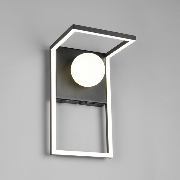 Trio Lighting LED стенна лампа Arola, матово черна, ширина 17 cm, метал, Затъмняване, Черен, Дневна/трапезария, Метал, Модерен