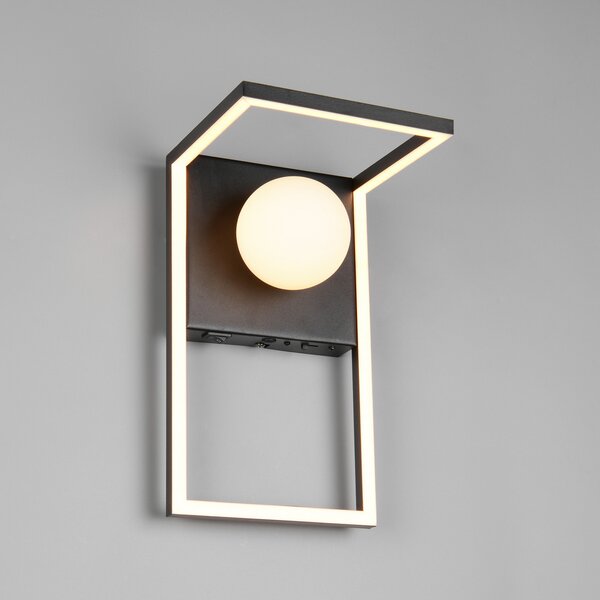 Trio Lighting LED стенна лампа Arola, матово черна, ширина 17 cm, метал, Затъмняване, Черен, Дневна/трапезария, Метал, Модерен