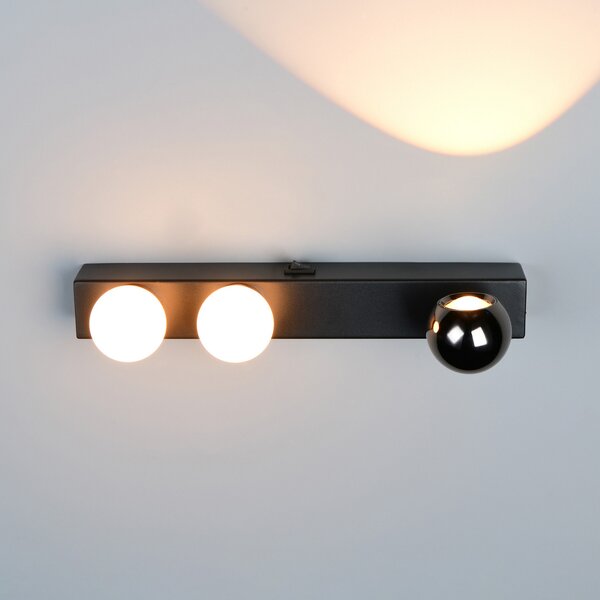 Trio Lighting LED стенна лампа Arpino черна, ширина 30 cm, метал, 3-крилна., Затъмняване, Черен, Дневна/трапезария, Метал, Модерен