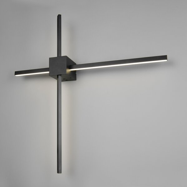 Trio Lighting LED стенна лампа Cassino, матово черна, ширина 67 cm, метал, Затъмняване, Черен, Дневна/трапезария, Метал, Модерен