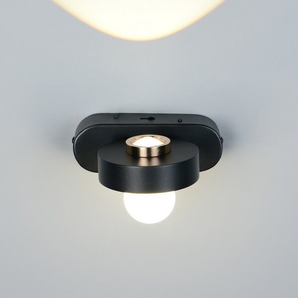 Trio Lighting LED стенна лампа Arpino черна, изпъкване 15 cm, метал, 2-крилна., Затъмняване, Черен, Дневна/трапезария, Метал, Модерен