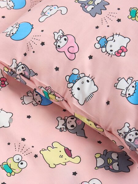 Sinsay - Памучен комплект спално бельо Hello Kitty - пастелнорозово