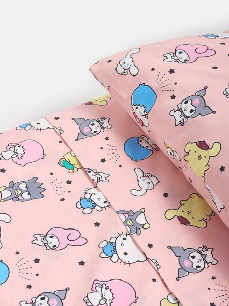 Sinsay - Памучен комплект спално бельо Hello Kitty - пастелнорозово