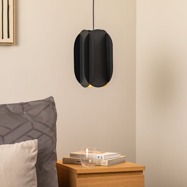 Opviq Висяща лампа Corner, черна, височина 35 cm, метал, E27, Затъмняване, Черен, Дневна/трапезария, Метал, Модерен